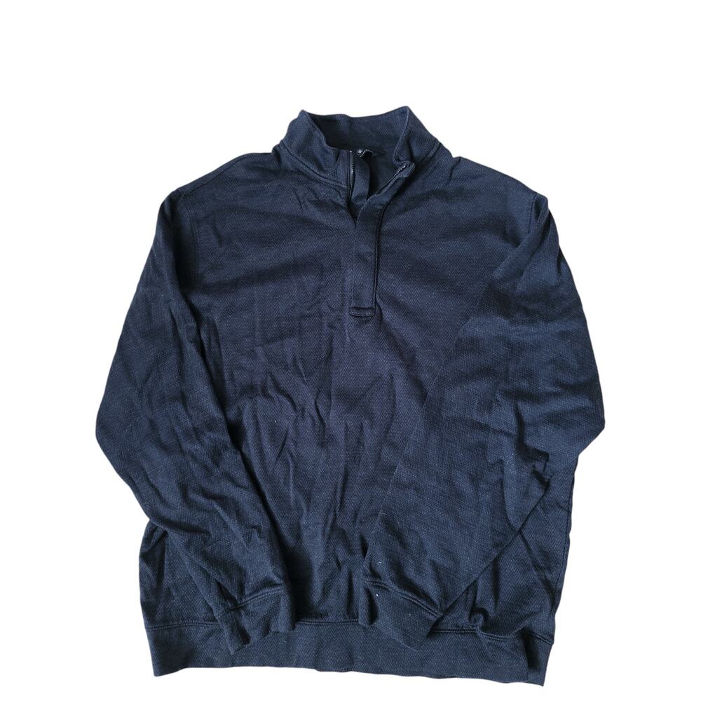 Hart Schaffner Marx 1/4 Zip Pullover Men's 2XL Blue Houndstooth‎